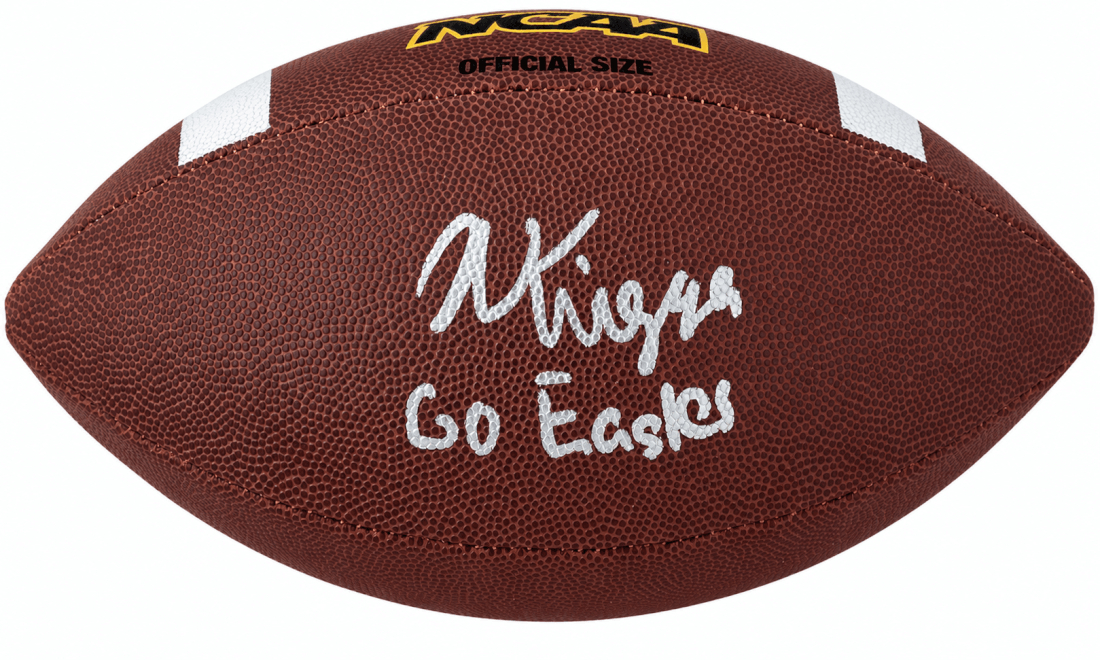 KNIFTB300 Noah Knigga Signed Wilson NCAA Full Size Football with Go Eagles