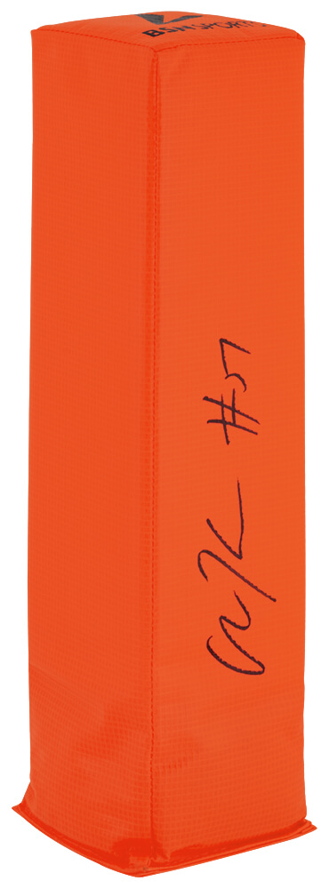KREPYL300 Olin Kreutz Signed BSN Orange Football Endzone Pylon