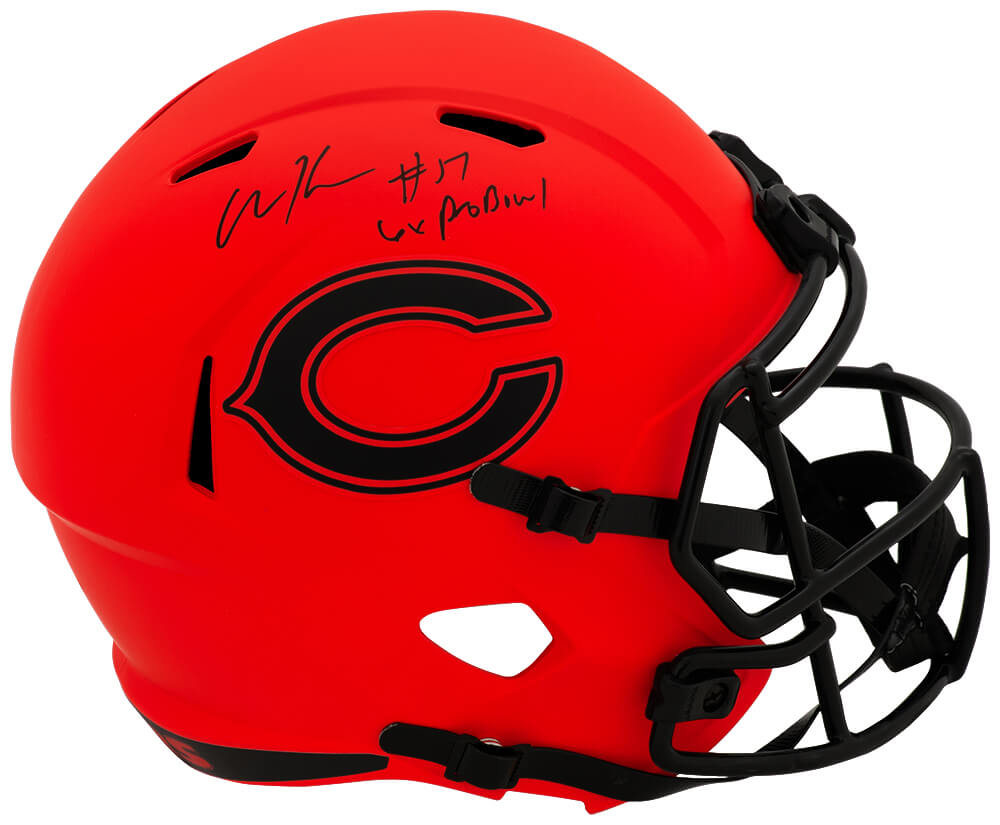 KREREP311 Olin Kreutz Signed Chicago Bears Rave Riddell Full Size Speed Replica Helmet with 6x Pro Bowl