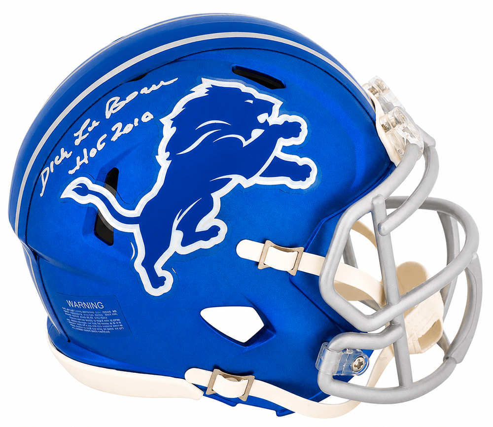 LEBMIN301 Dick LeBeau Signed Detroit Lions Flash Riddell Speed Mini Helmet with HOF 2010