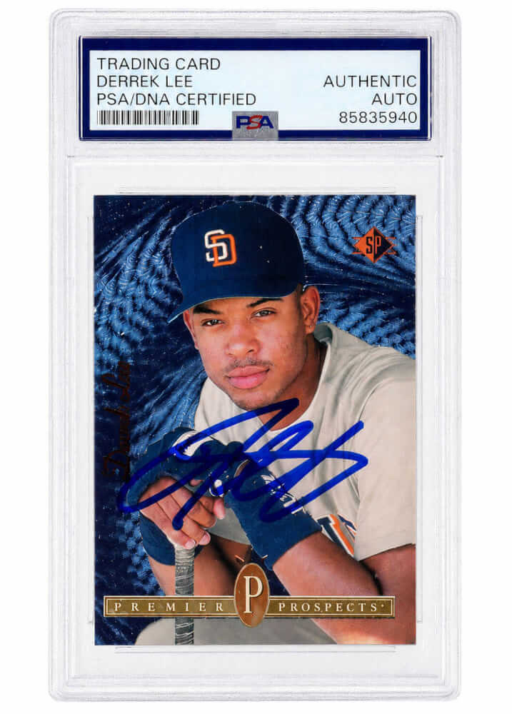 LEECAR112 Derrek Lee Signed San Diego Padres 1994 SP Foil Rookie Baseball Card - No.10 - PSA Encapsulated