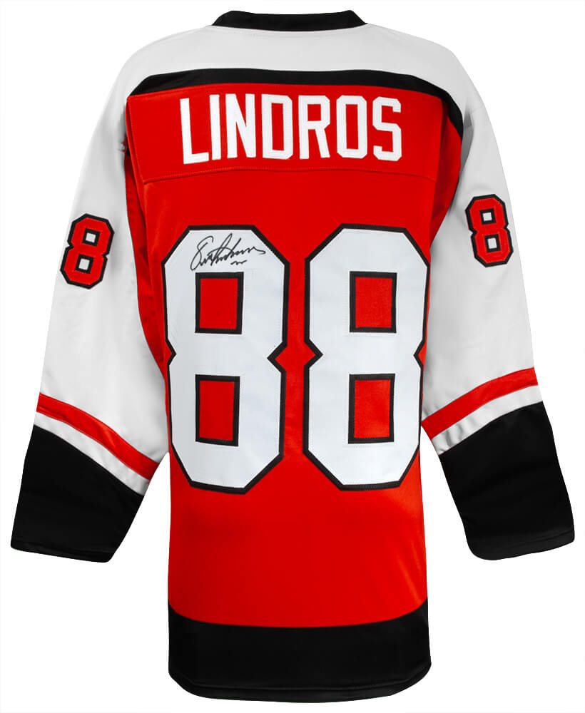 LINJRY402 Eric Lindros Signed Orange Custom Hockey Jersey