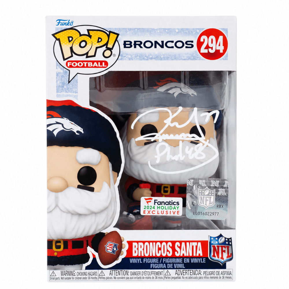MECFUN300 Karl Mecklenburg Signed Denver Broncos Santa Funko Pop Doll - No.294