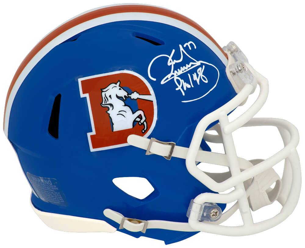 MECMIN300 Karl Mecklenburg Signed Denver Broncos Throwback D Logo Riddell Speed Mini Helmet