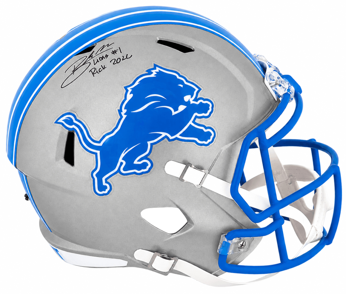 MILREP300 Blake Miller Signed Detroit Lions Riddell Full Size Speed Replica Helmet with Lions - No.1 Pick 2026