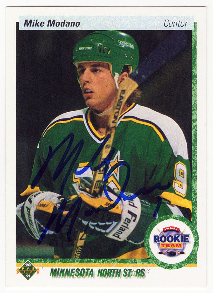 MODCAR401 Mike Modano Signed Minnesota North Stars 1990-91 Upper Deck Hockey Rookie Card - No.346
