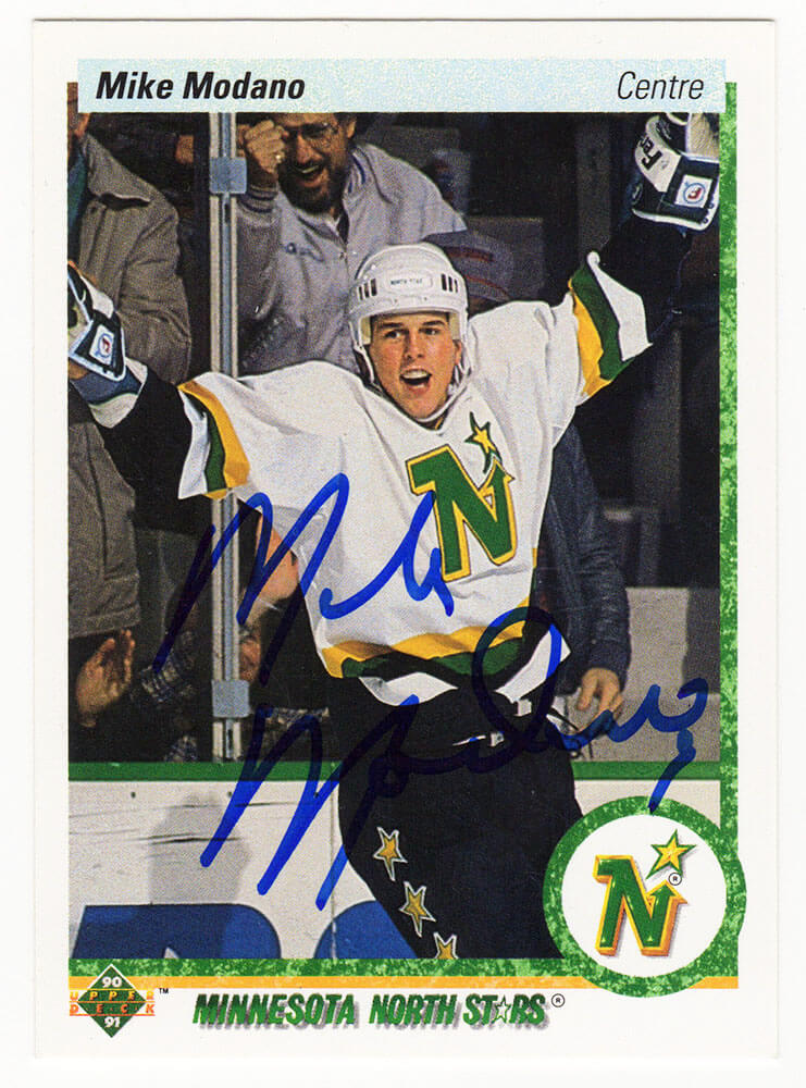 MODCAR402 Mike Modano Signed Minnesota North Stars 1990-91 Upper Deck Hockey Rookie Card - No.46