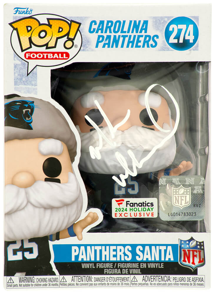 MUHFUN300 Muhsin Muhammad Signed Carolina Panthers Santa Funko Pop Doll - No.274