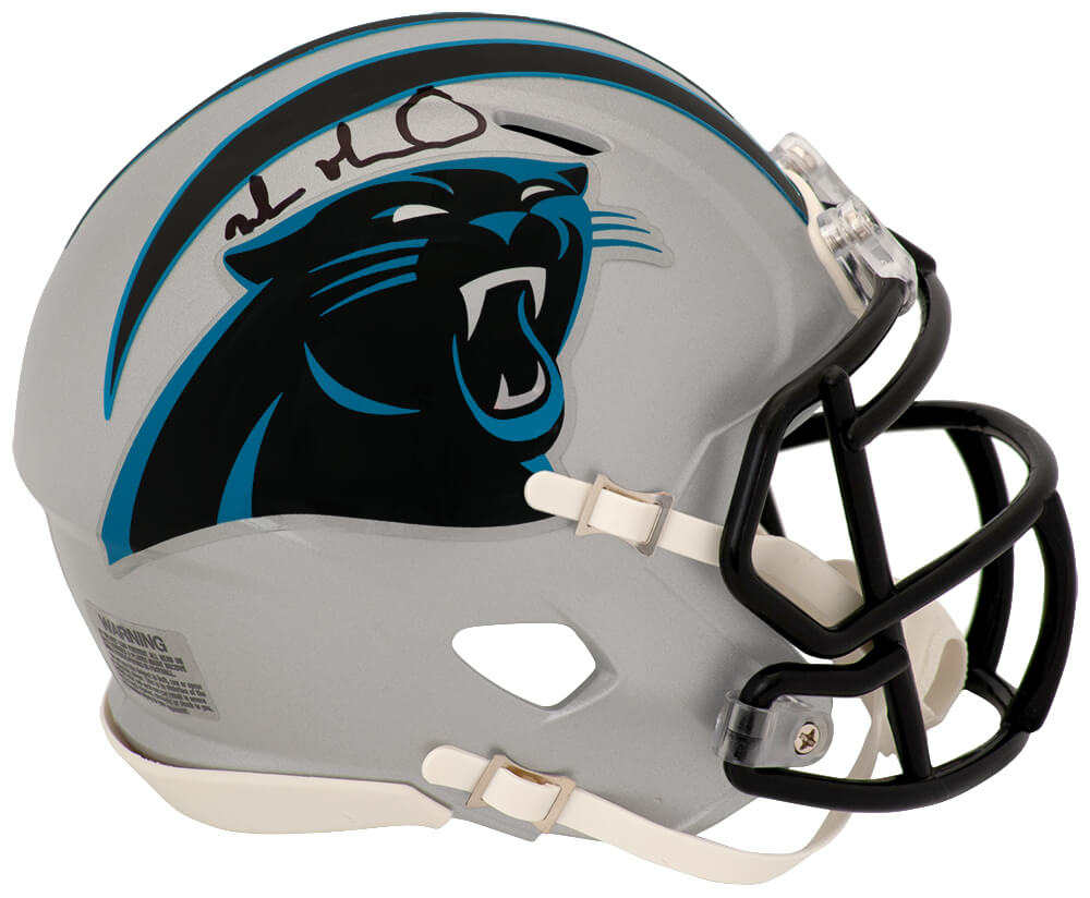 MUHMIN300 Muhsin Muhammad Signed Carolina Panthers Riddell Speed Mini Helmet