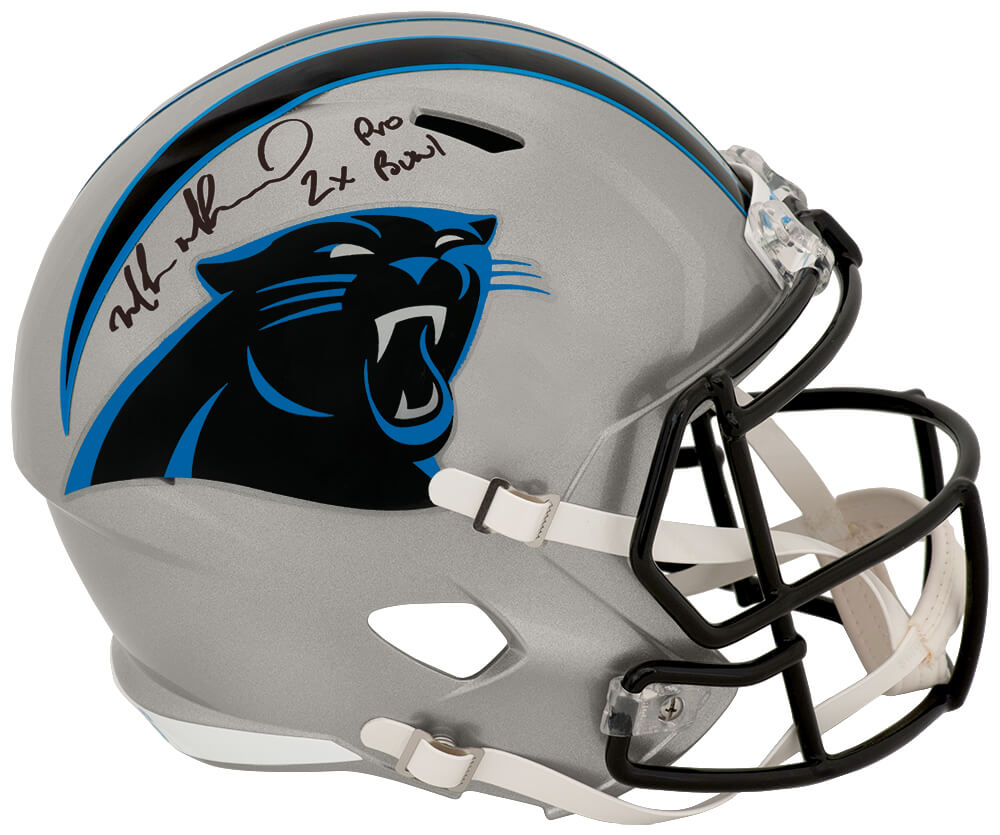 MUHREP300 Muhsin Muhammad Signed Carolina Panthers Riddell Full Size Speed Replica Helmet with 2x Pro Bowl