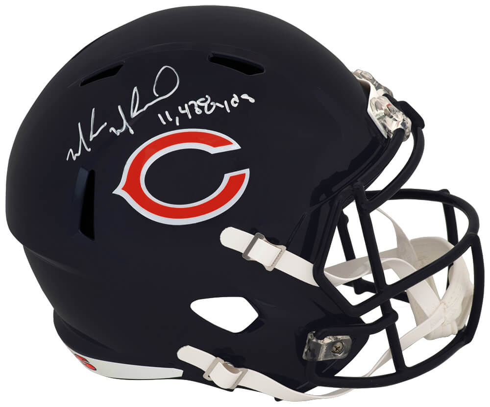MUHREP301 Muhsin Muhammad Signed Chicago Bears Riddell Full Size Speed Replica Helmet with 11438 Yards