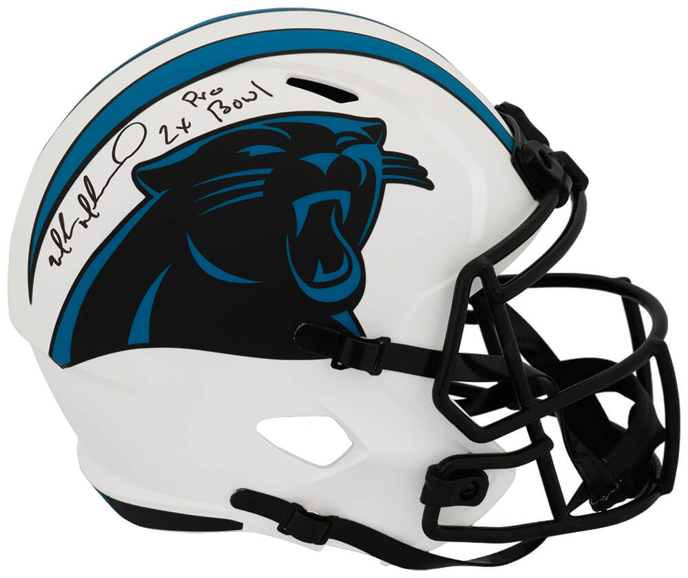 MUHREP302 Muhsin Muhammad Signed Carolina Panthers Lunar Riddell Full Size Speed Replica Helmet with 2x Pro Bowl