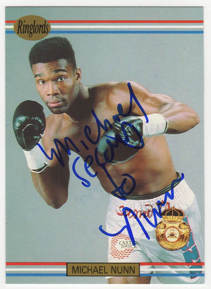 NUNCAR505 Michael Second to Nunn Signed 1991 Ringlords Boxing Trading Card - No.24