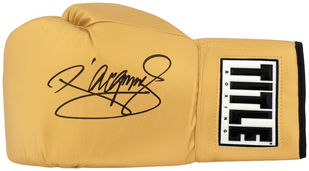 PACGLV510 Manny Pacquiao Signed Title Gold Boxing Glove