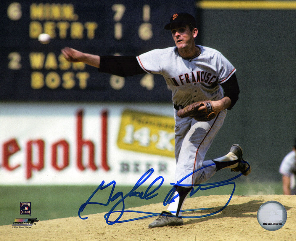PER08P108TW 8 x 10 in. Gaylord Perry Signed San Francisco Giants Gray Jersey Pitching Photo