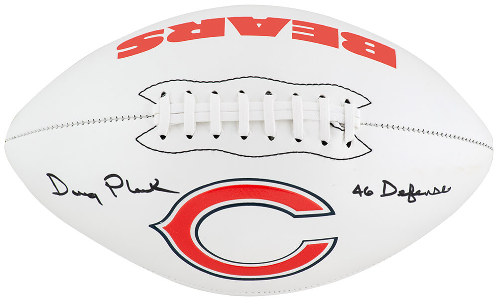 PLAFTB300 Doug Plank Signed Chicago Bears Logo Franklin White Panel Football with 46 Defense