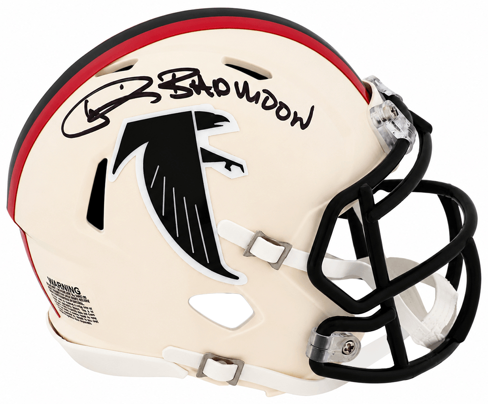 RISMIN363 Andre Rison Signed Atlanta Falcons Retro Riddell Speed Mini Helmet with Bad Moon