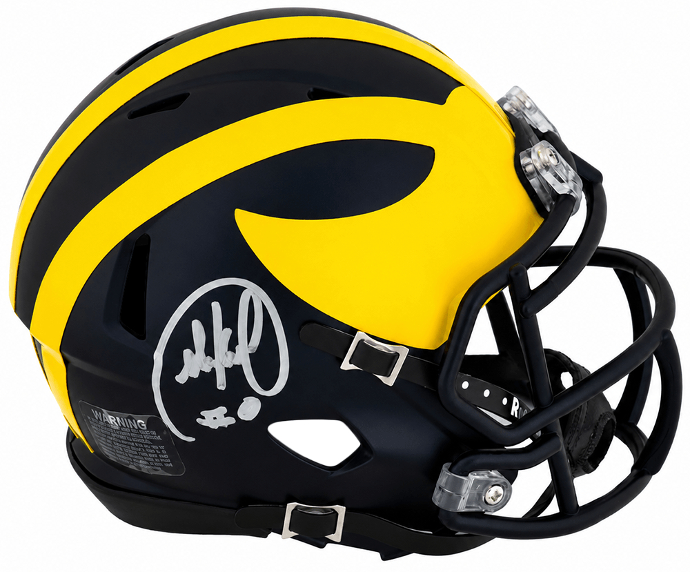 SAIMIN300 Mike Sainristil Signed Michigan Wolverines Riddell Speed Mini Helmet