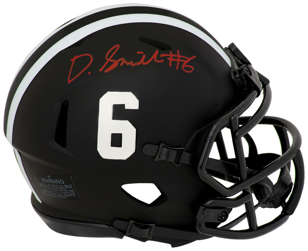 SMIMIN365 Devonta Smith Signed Alabama Crimson Tide Eclipse Black Matte Riddell Speed Mini Helmet