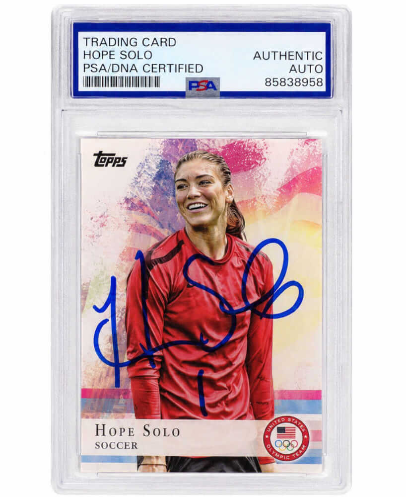 SOLCAR500 Hope Solo Signed 2012 Topps US Olympic Team Card - No.50 - PSA Encapsulated