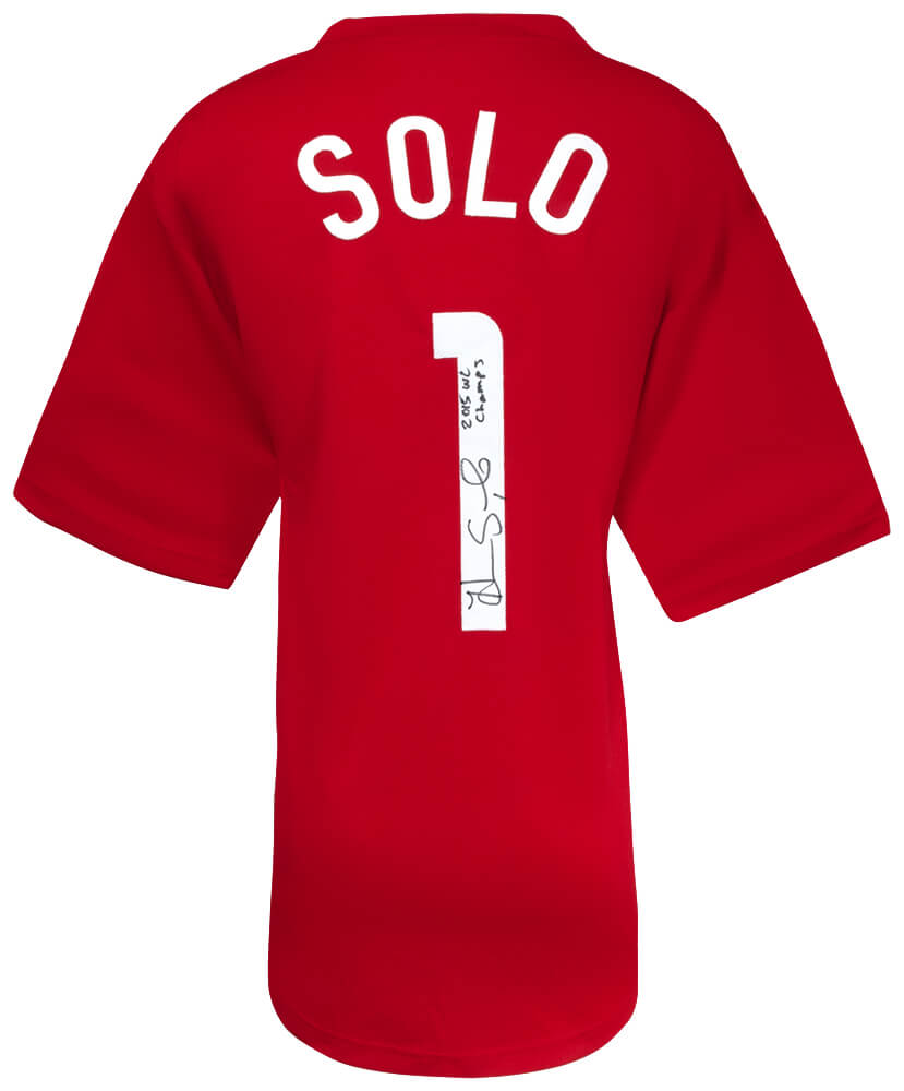 SOLJRY505 Hope Solo Signed Red Custom Soccer Jersey with 2015 WC Champs