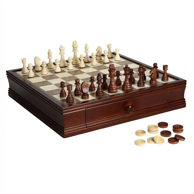 Picture of Carmelli BG2110 Prodigy Wood Chess &amp; Checkers Set
