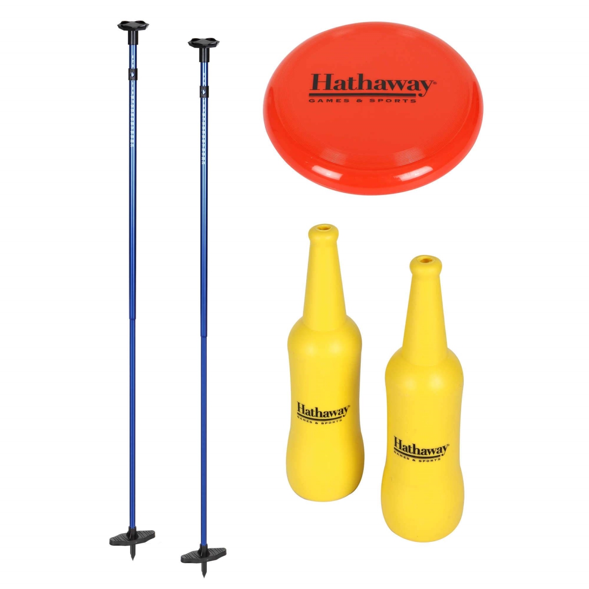 Picture of Blue Wave BG5035 Bottle Blast Polish Horseshoes Set with Throwing Disc - Blue & Yellow