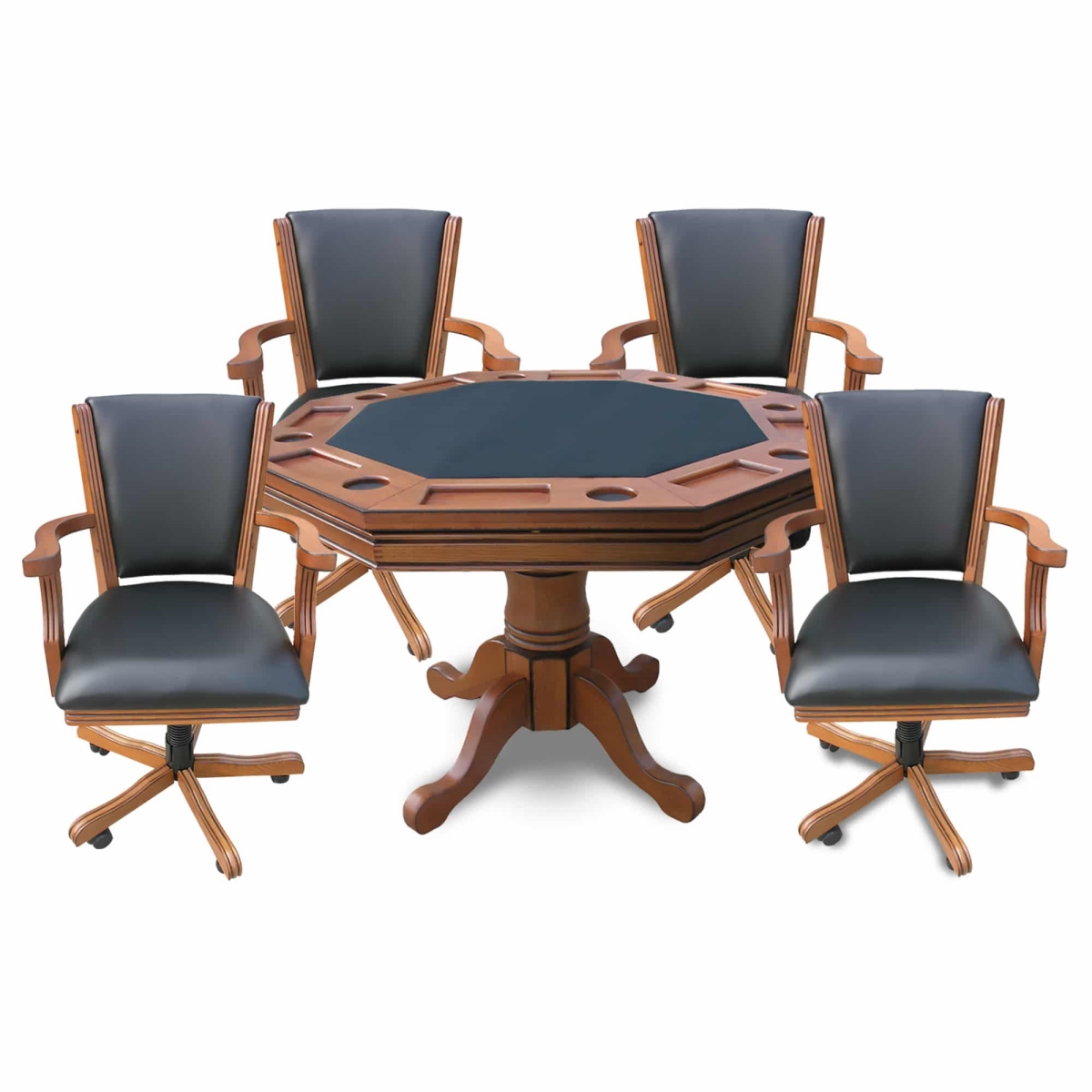 Picture of Blue Wave BG2351 Kingston 3-in-1 Poker Table with 4 Arm Chairs&#44; Dark Oak