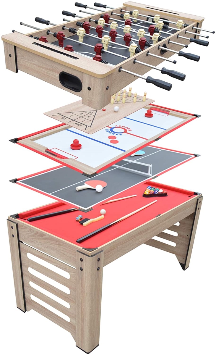 Picture of Blue Wave BG5017 54 in. Madison 6-in-1 Multi Game Table with Foosball & Billiards&#44; Driftwood