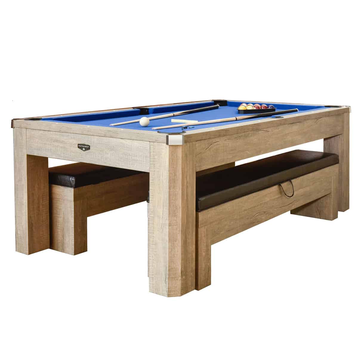 Picture of Blue Wave BG50374 7 ft. Newport RG 3-in-1 Pool Table Combo Set with Benches&#44; Rustic Gray