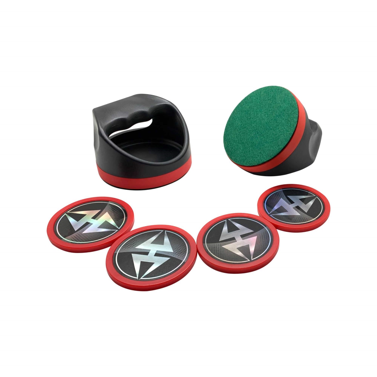 Picture of Blue Wave BG50385 Pro-Series Air Hockey 4 in. Strikers & 3 in. Puck Set&#44; Red & Black