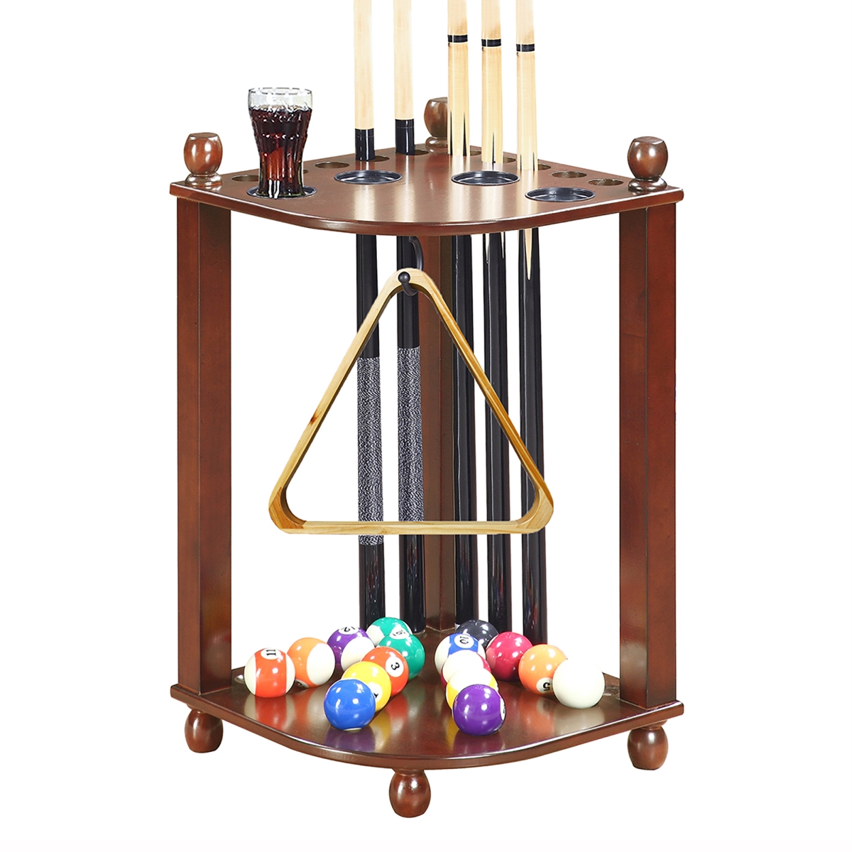 NG2569W Regent Corner Floor Cue Rack, Walnut