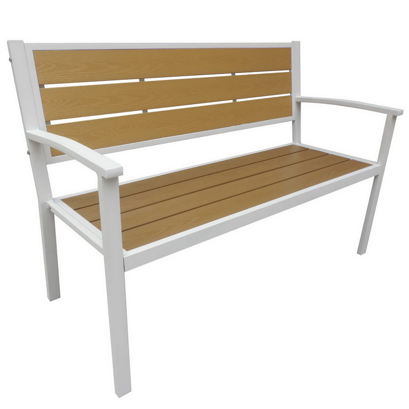 Picture of Blue Wave NU6798 EZ-Care Steel Frame Patio Bench&#44; Teak - 33.86 x 21.25 x 50.39 in.