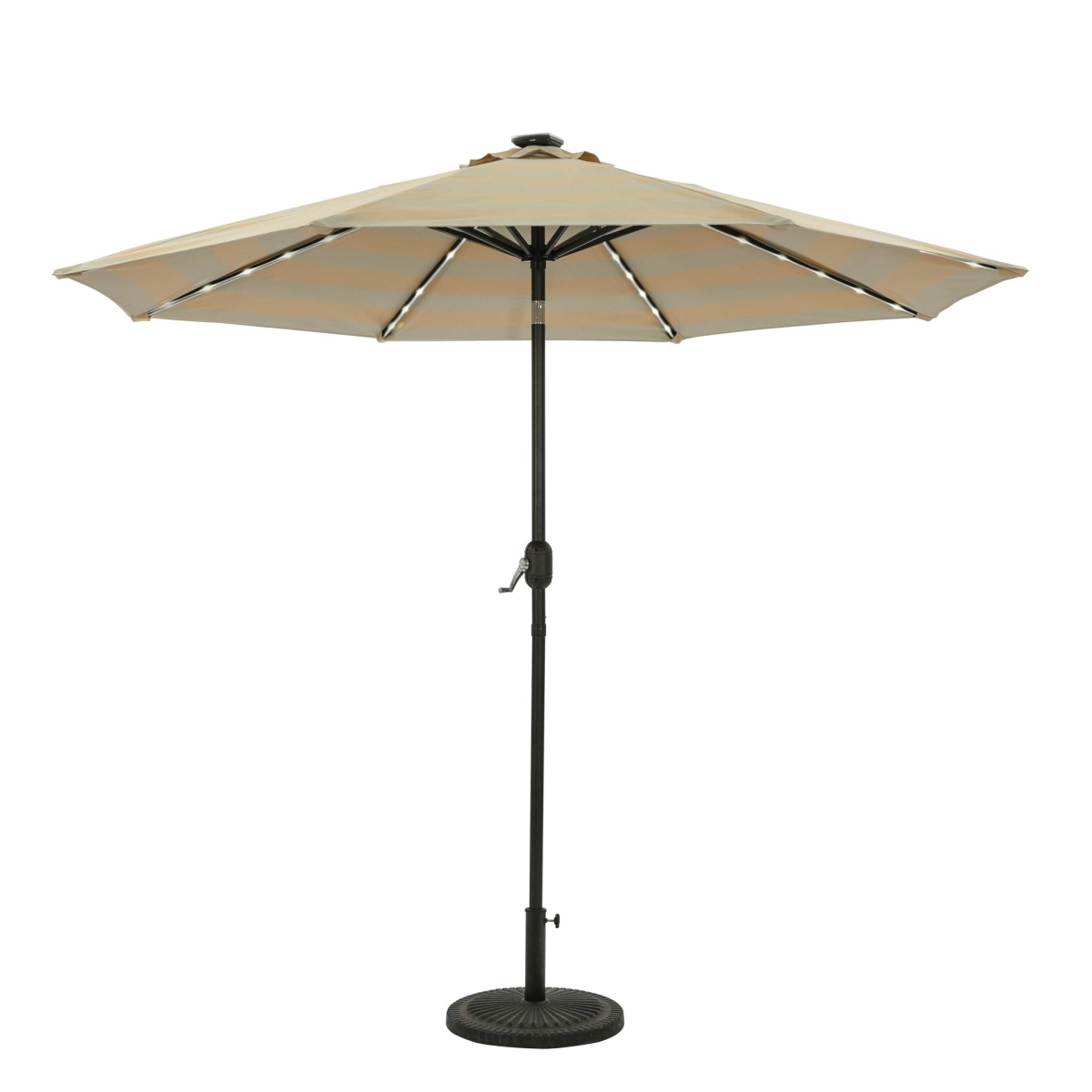 Picture of Blue Wave NU6850 9 ft. Mirage II Fiesta Octagonal Breez-Tex Market Umbrella with LED Tube Lights&#44; Champagne & Taupe Stripe