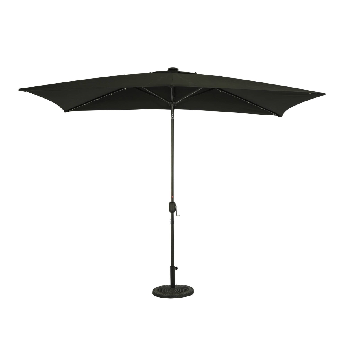 6.5 x 10 ft. Nassau Rectangular Market Umbrella with LED Bulb Lights, Black - Breez-Tex Canopy