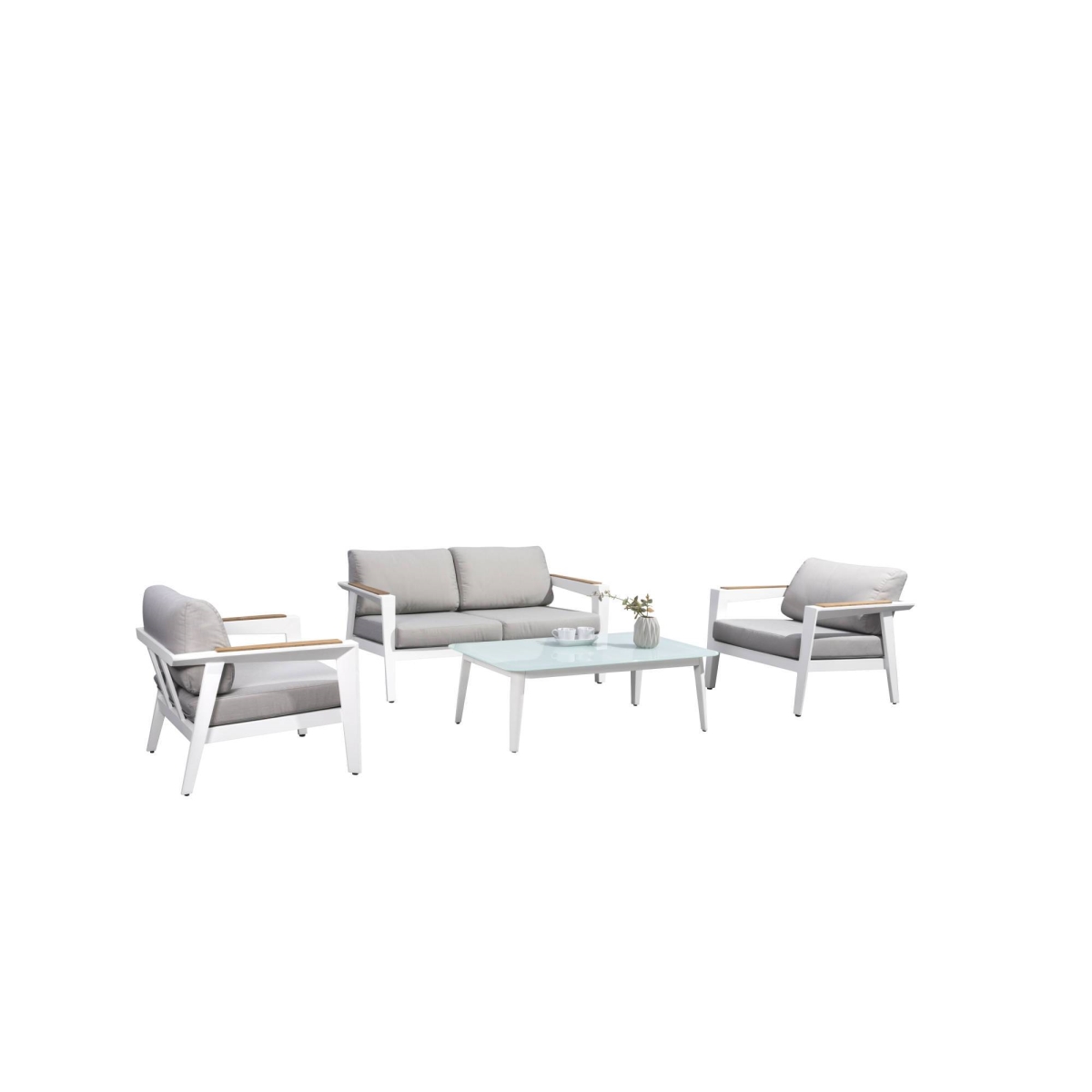 Picture of Blue Wave NU6897 Newport Outdoor Sofa&#44; Chairs & Table Conversation Set&#44; Taupe - 4 Piece