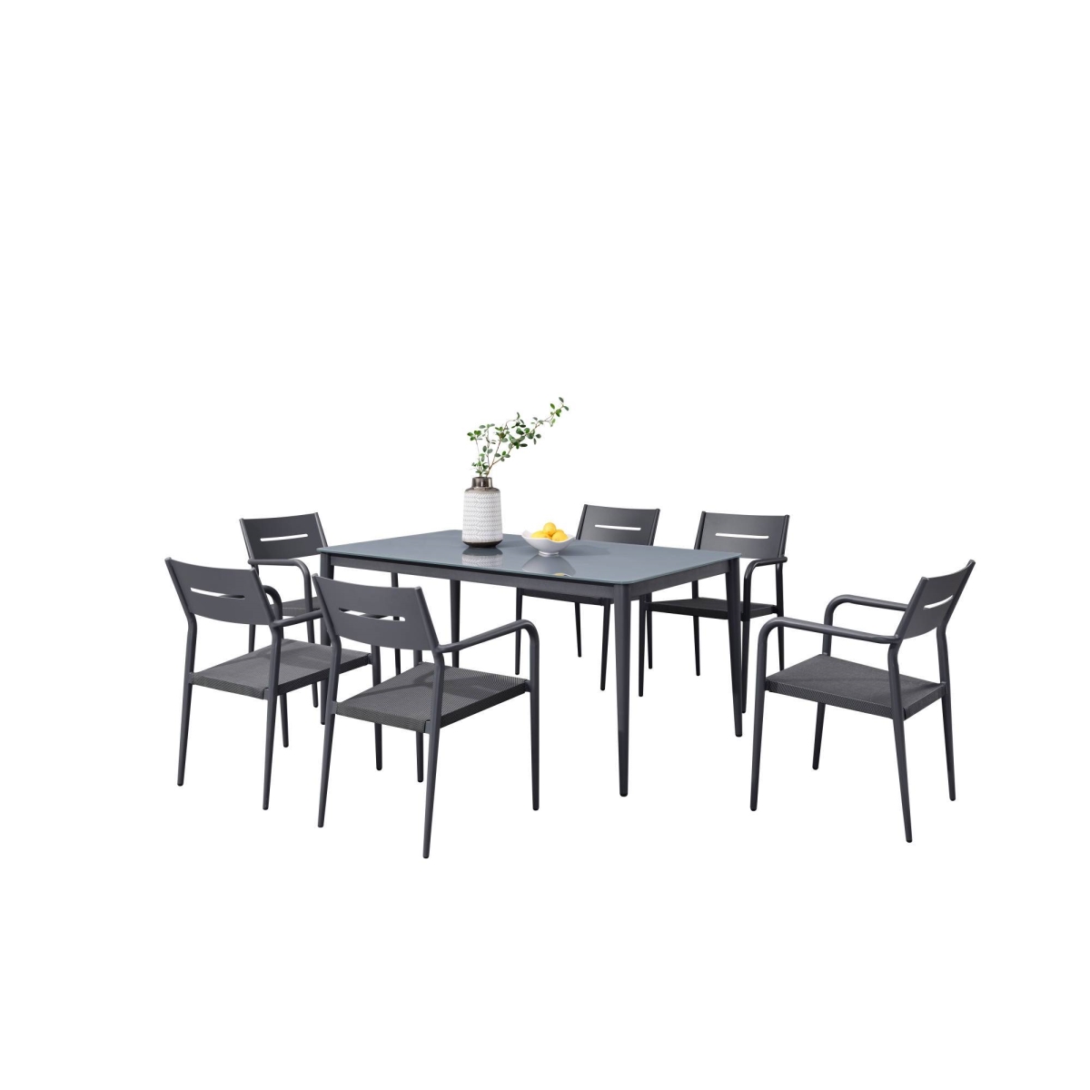 Picture of Blue Wave NU6898 7 Piece Bali Contemporary Outdoor Patio Dining Set&#44; Slate Gray