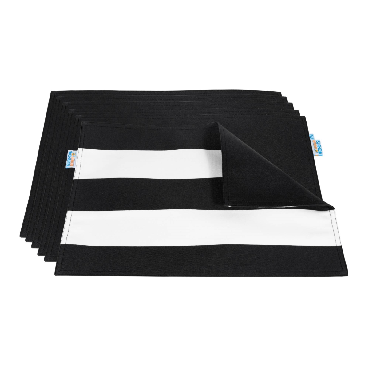 Picture of Blue Wave NU6927 Outdoor Reversible Table Mat&#44; Black & Black Stripe - Set 6