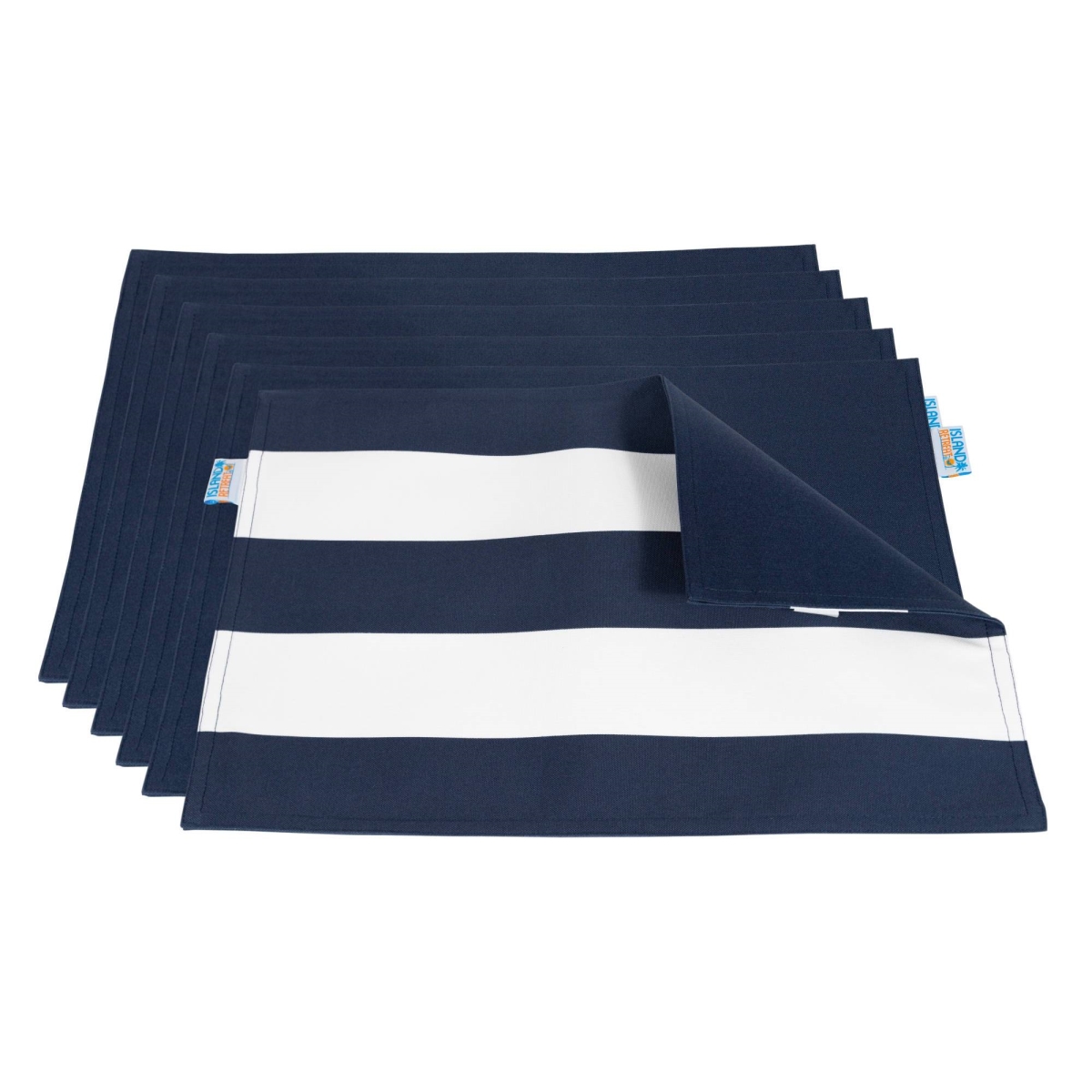 Picture of Blue Wave NU6929 Outdoor Reversible Table Mat&#44; Navy & Navy Stripe - Set 6