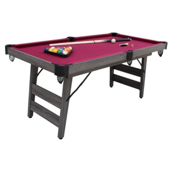 Pendleton Portable Pool Table - Burgundy - 6 ft - Complete Set - Space-Saving Design