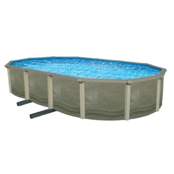 NB19915 15 x 30 ft. Oval 52 in. Trinity Deep Steel Wall Pool Package with 7 in. Top Rail, Gray