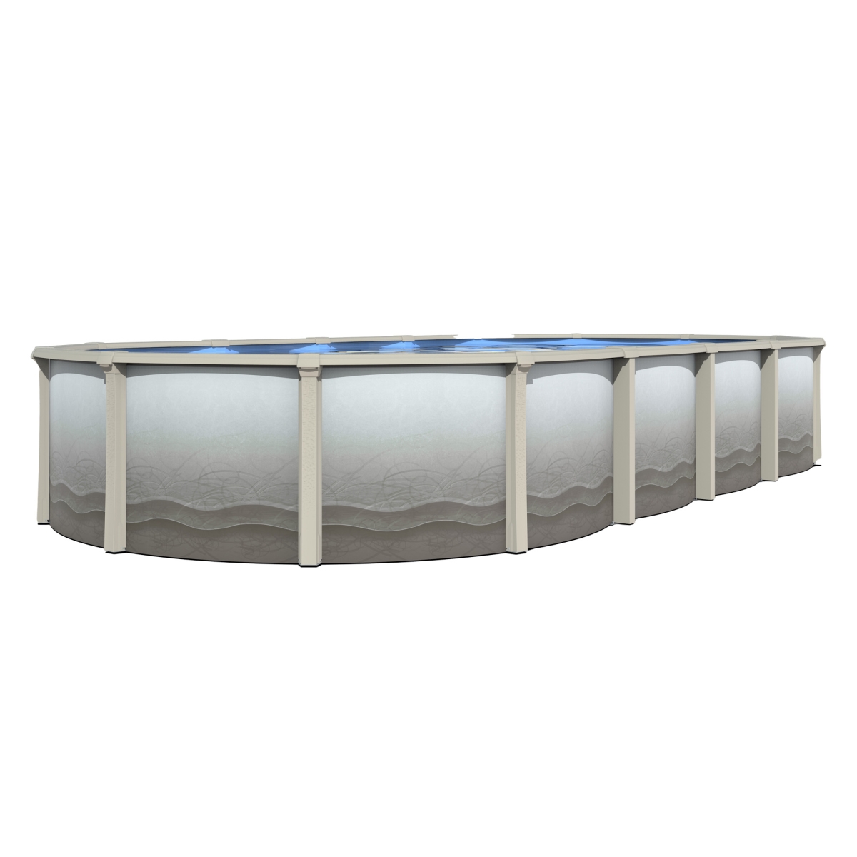 NB1845 15 x 30 ft. Trinity Oval 52 in. Deep Steel Wall Pool with 7 in. Top Rail, Gray