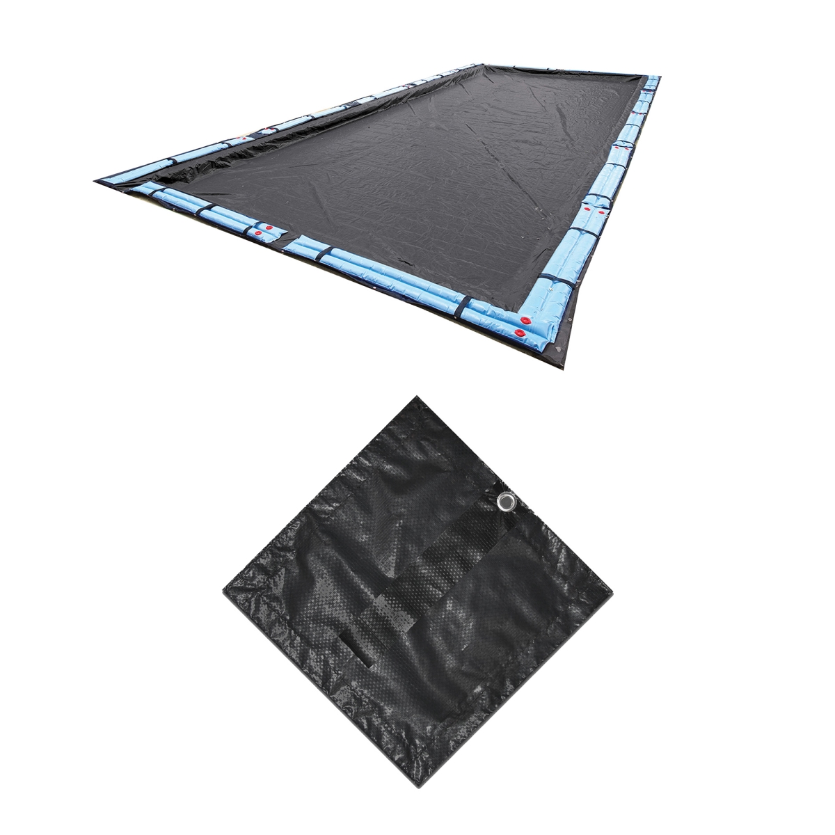 WC422-4 18 x 36 ft. Rectangle Pool Cover with 10 Year Warranty, Gray & Black