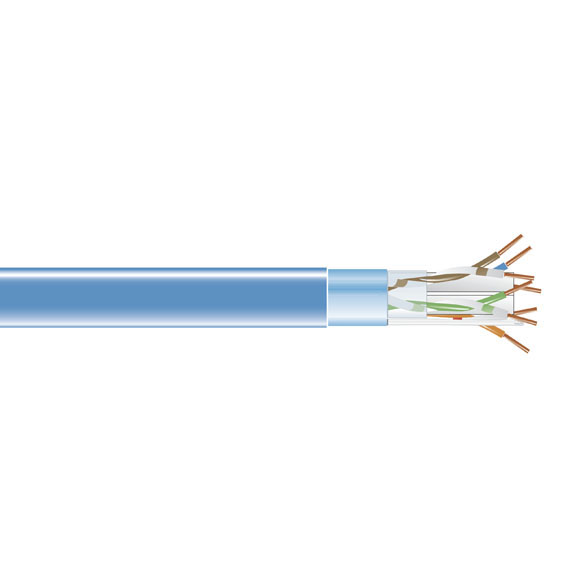 EVNSL0601A-1000 CAT6 400-MHz Shielded Solid Bulk PVC Cable, Blue - 1000 ft.