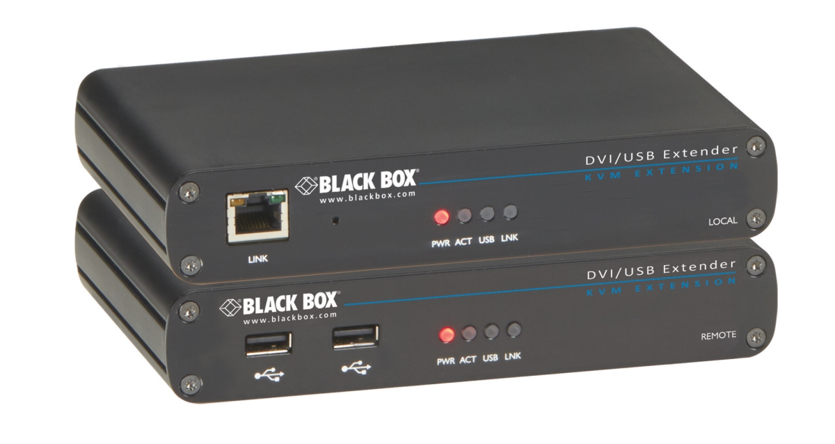 Picture of Black Box ACU5700A KVM Extender&#44; LRX Series&#44; DVI-D &#44; USB 2.0&#44; RS232&#44; Audio&#44; Single Access&#44; CATx