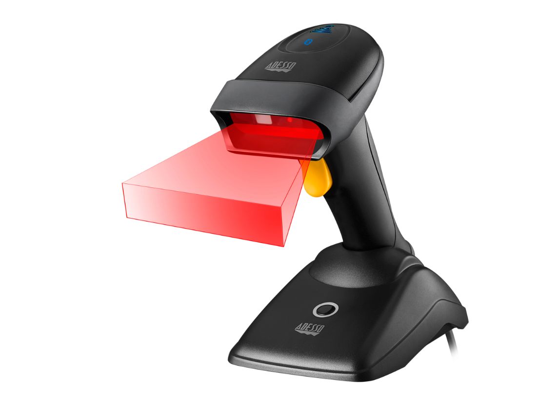 Picture of Adesso NUSCAN2500TB Bluetooth 2D-1D Long Range Handheld Barcode Scanner with Charging Cradle
