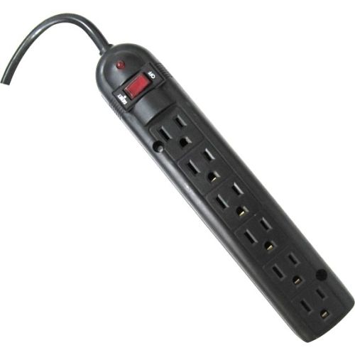 Weltron WSP-600PLF-20BK 6 Outlet Power Strip Plastic 750J 20 ft., Black