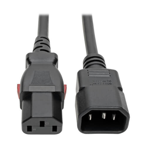 Picture of Tripp Lite P004-L01 C14 TO LOCKING C13 M-F 18 AWG 10A 1 ft. Power Extension Cord Cable