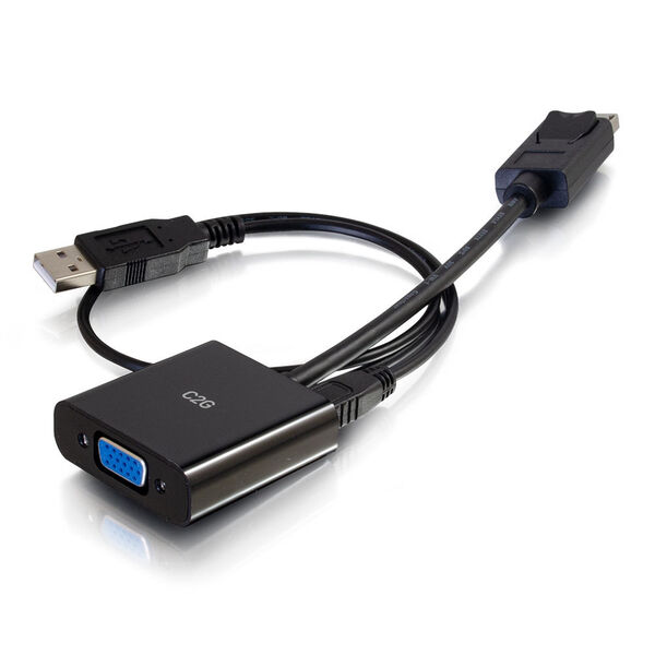 Picture of C2G 54682 8 in. Displayport to VGA Adapter with 3.5 mm Audio Male to Female&#44; Black