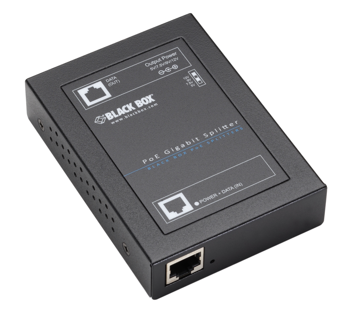 Picture of Black Box LPS2001 Gigabit POE Plus Splitter 802.3AT - 5&#44; 7.5&#44; 9 & 12V DC Out